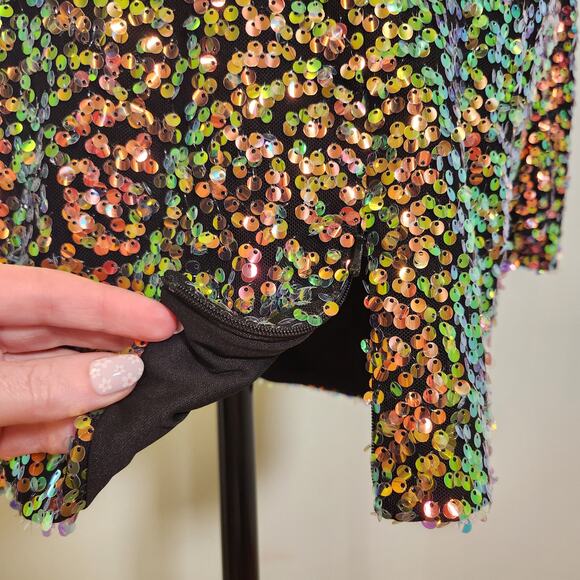 ALYCE PARIS V-Back Long Sleeve Dress in Dragon Scale, Size 6 - Picture 9 of 15